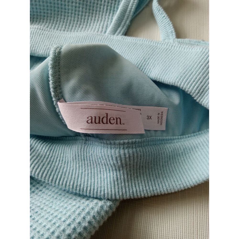 Auden Light Blue Waffle Knit Unlined Plus Size Bralette Women's 3X 46DD 48DD - Picture 3 of 10